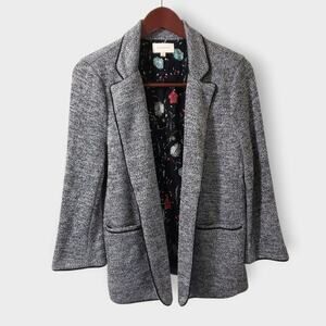Skies Are Blue Knit Textured Open Front Blazer Jacket Grey Sz XL Career Office